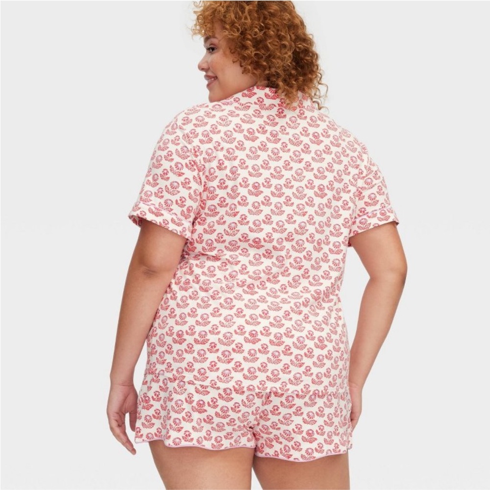 XS - roller rabbit x target women’s floral short sleeve pajama red/pink - Picture 7 of 8